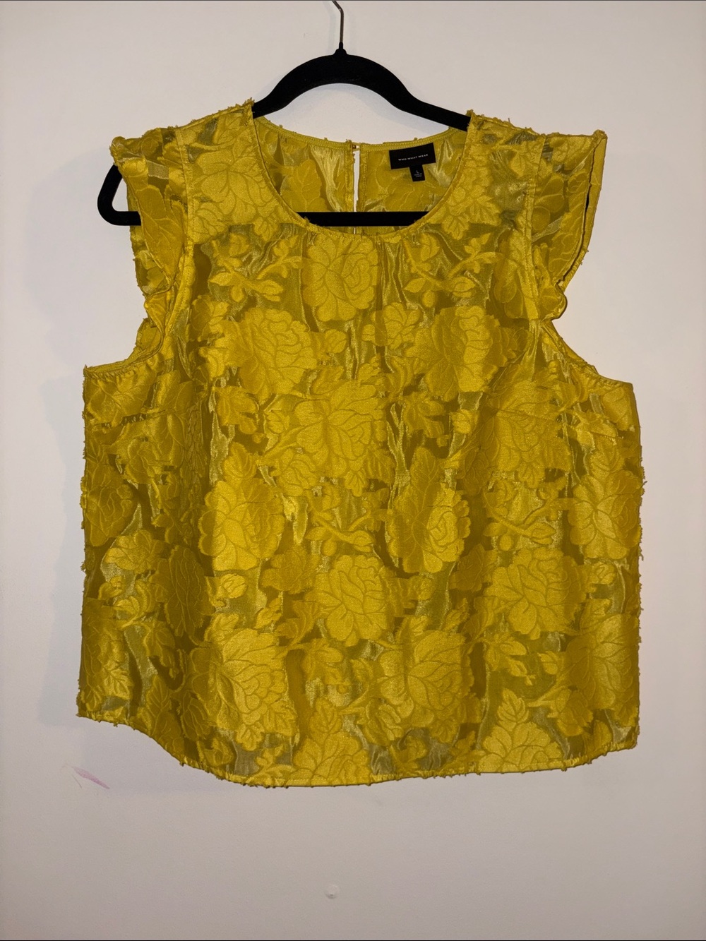 Banana Republic Flower Yellow Floral Jacquard Sleeveless Top Size L